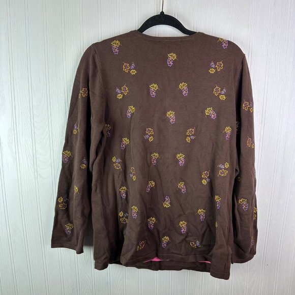 Quacker Factory Brown sweater with Built in pink‎ top Fall Theme Size Medium - Picture 2 of 4